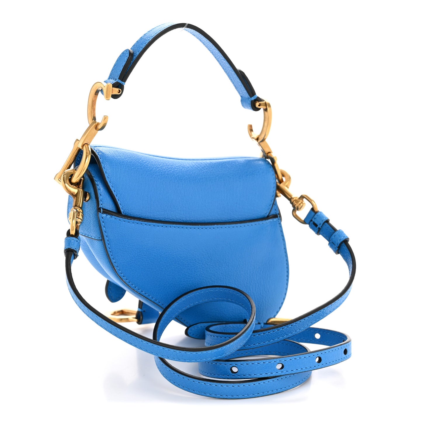 Goatskin Micro Saddle Bag With Strap Blue