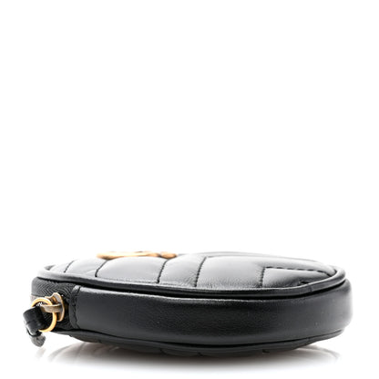 Gucci Calfskin Matelasse GG Marmont Round Coin Purse Black 4 of 9