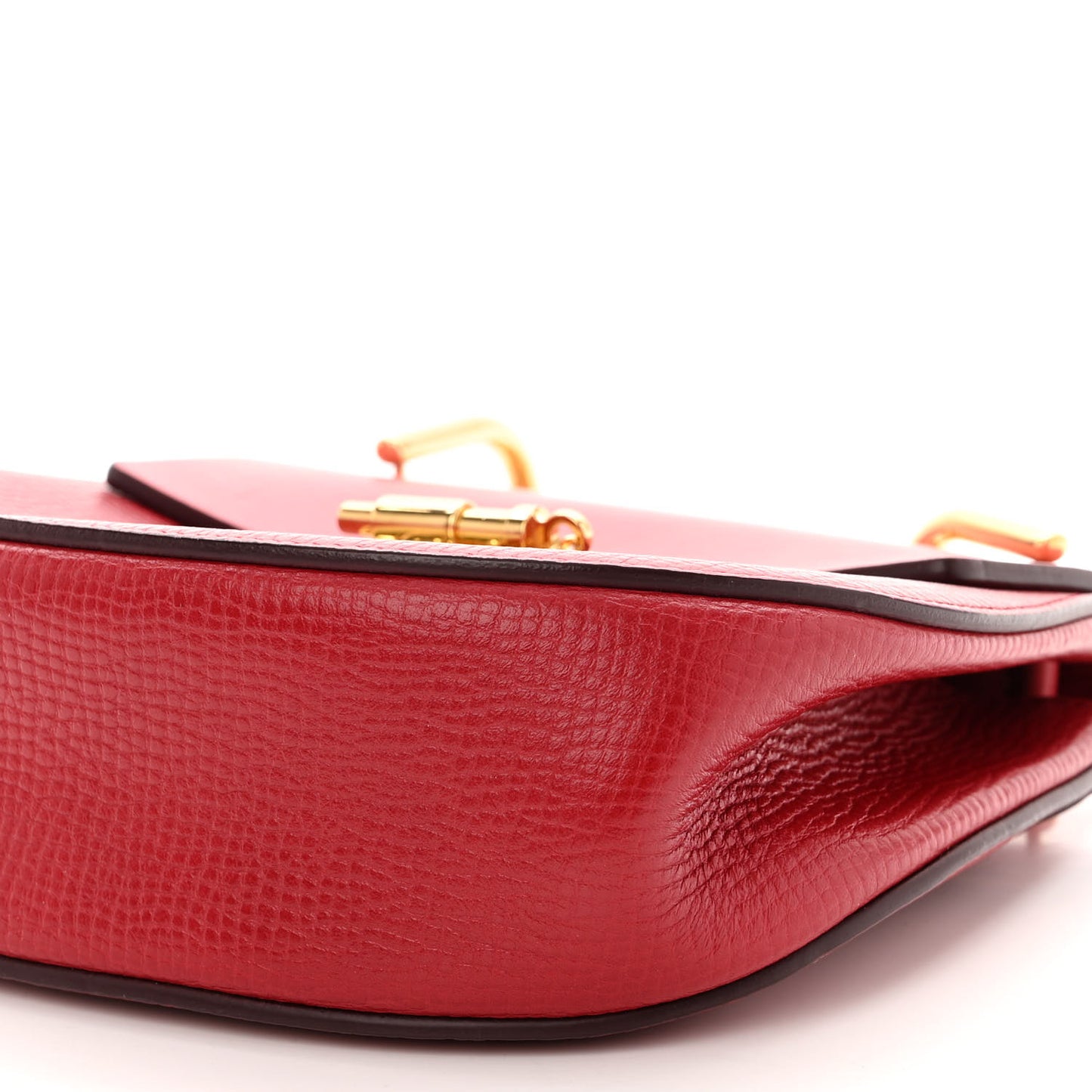 Grained Calfskin Lambskin Mini Bi-Color Drew Shoulder Bag Red