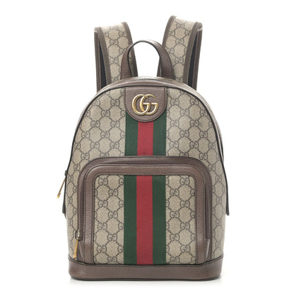 Gucci GG Supreme Monogram Calfskin Web Small Ophidia Day Backpack Beige Ebony New Acero 1 of 14