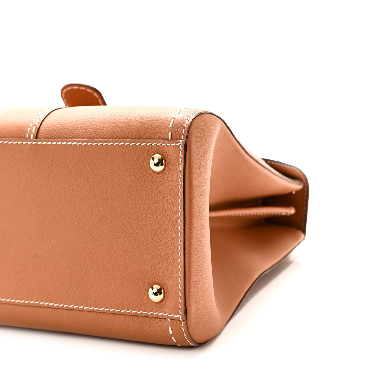 Grained Calfskin Rodeo Surpique MM Brillant Satchel Vegetal Ivory