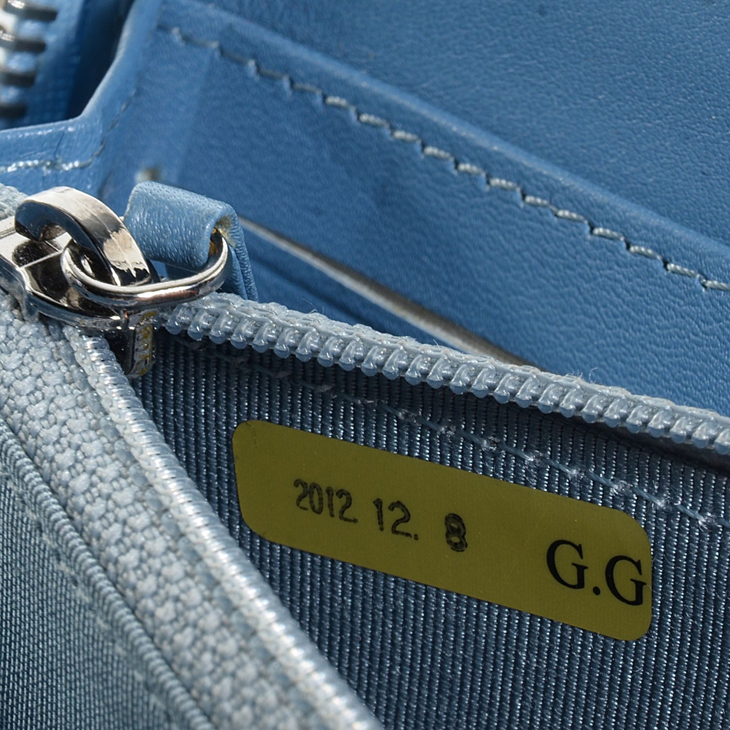 Chanel Patent Quilted Zip Wallet Light Blue 9 of 9