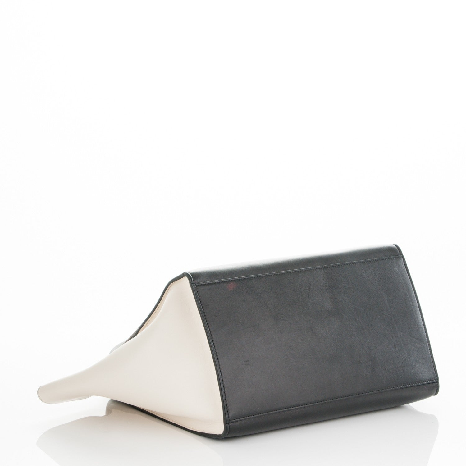 Celine Drummed Calfskin Large Tri-Color Trapeze Light Khaki 4 of 9