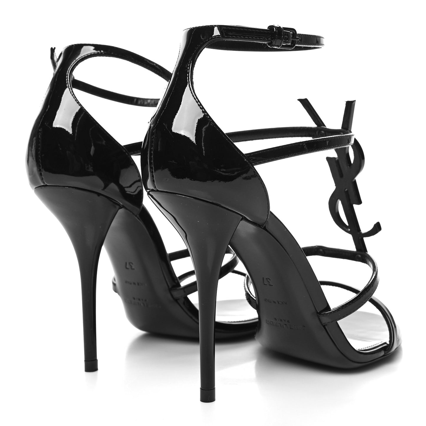 Calfskin Cassandra 100 Ankle Strap Sandals 37 Black