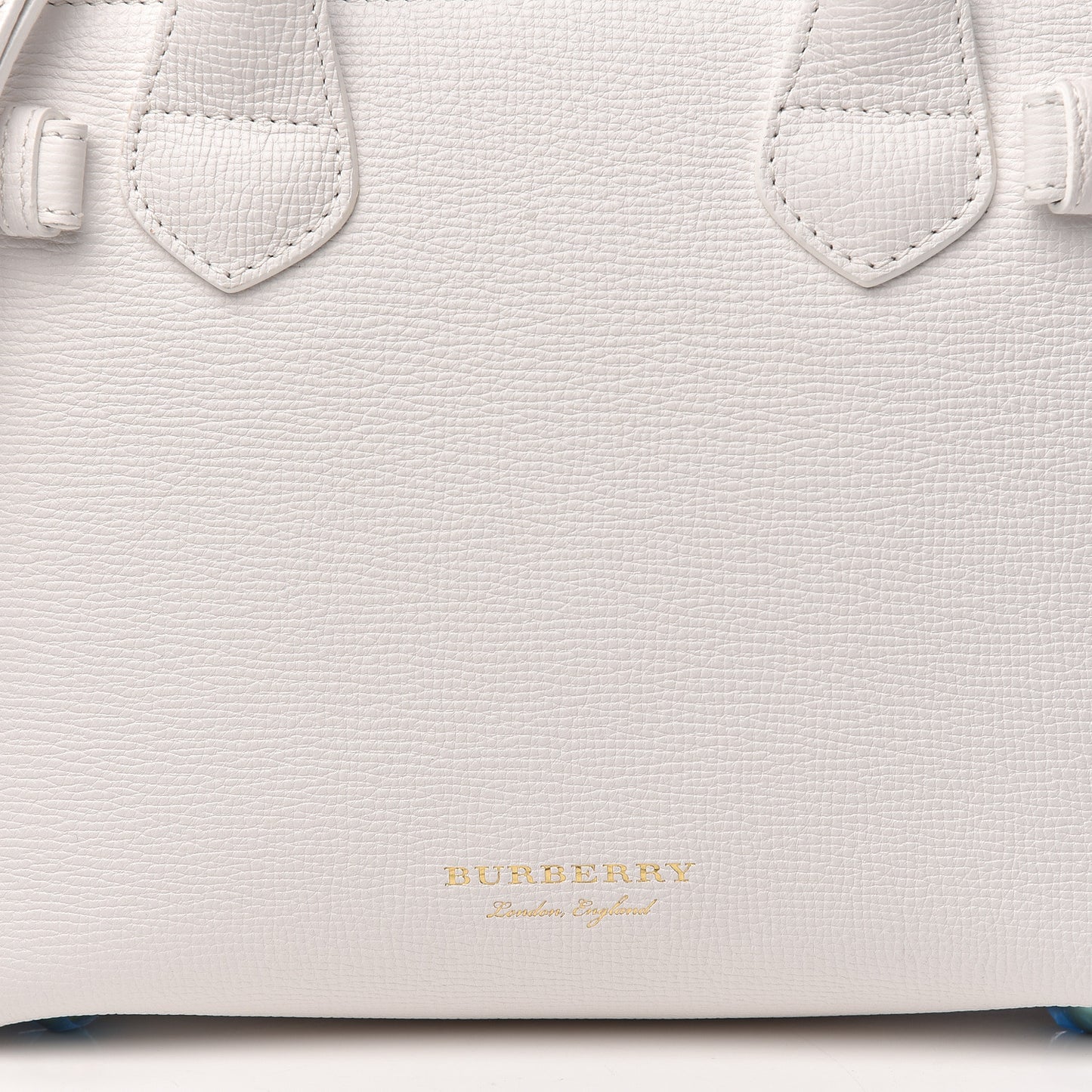 Grainy Calfskin House Check Small Banner Tote Chalk White