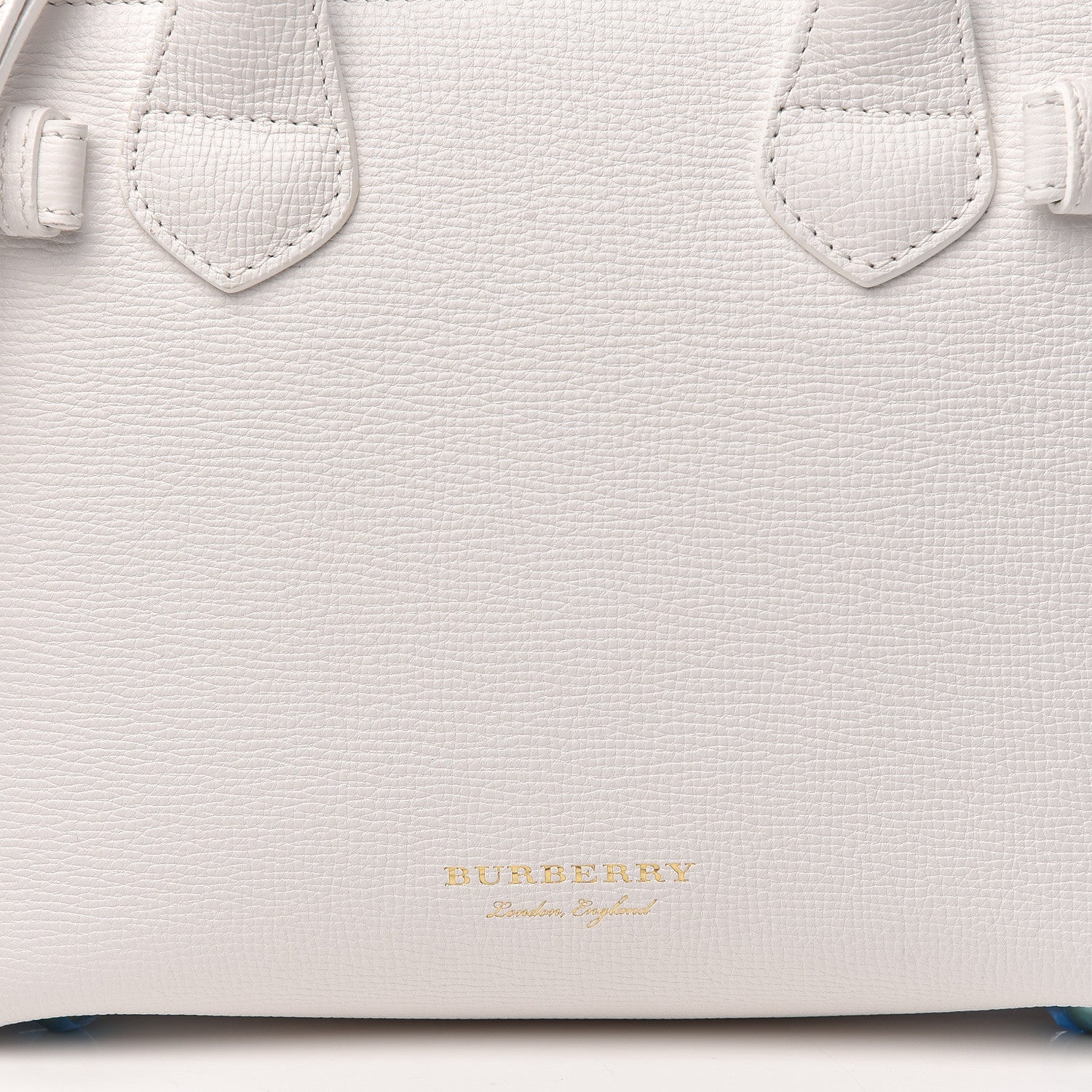 Burberry Grainy Calfskin House Check Small Banner Tote Chalk White 8 of 13
