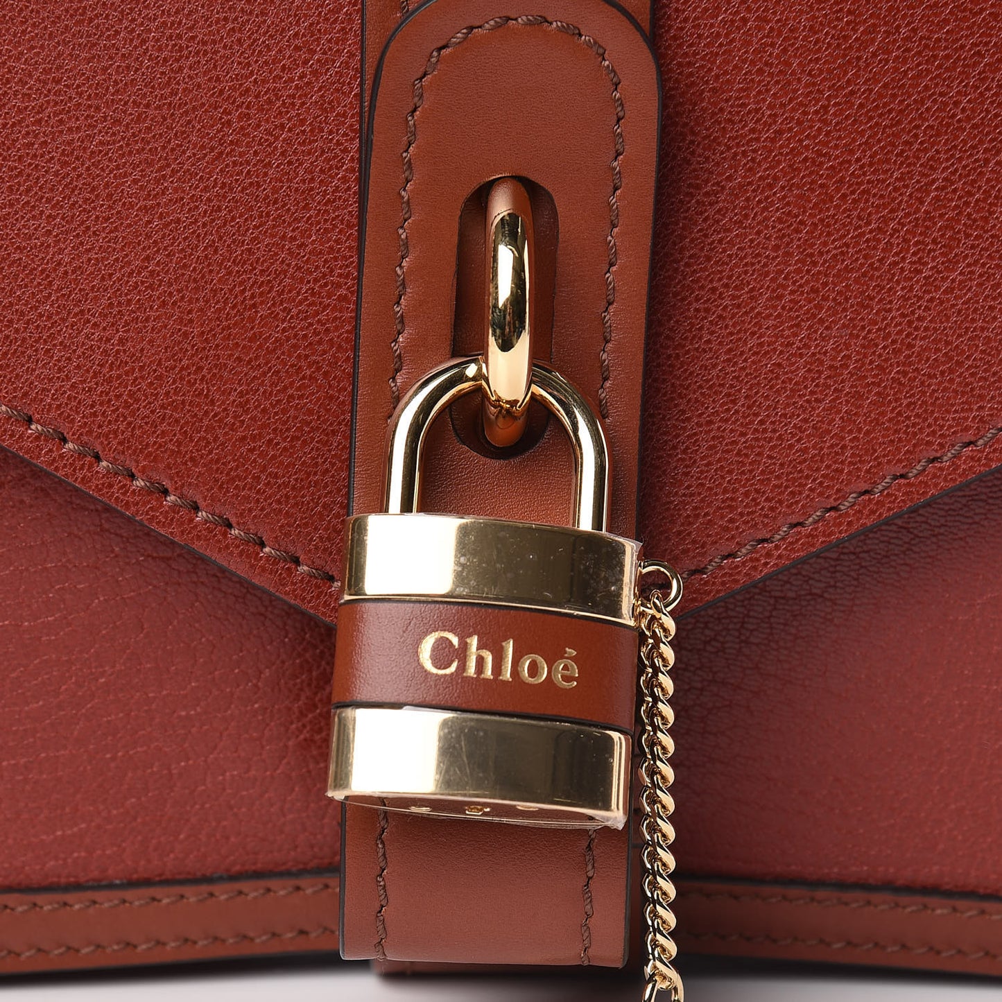 Shiny Goatskin Calfskin Aby Chain Shoulder Bag Sepia Brown