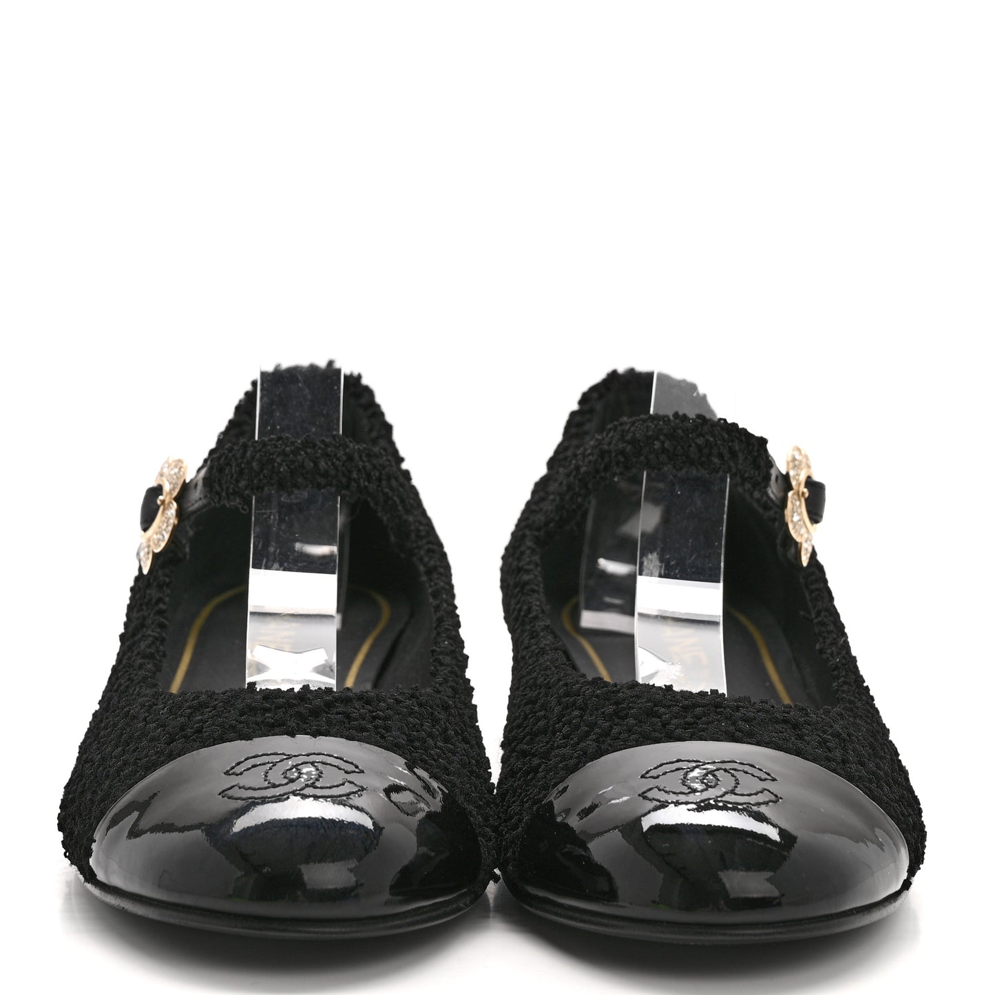 Tweed Patent Mary Jane Flats 41 Black