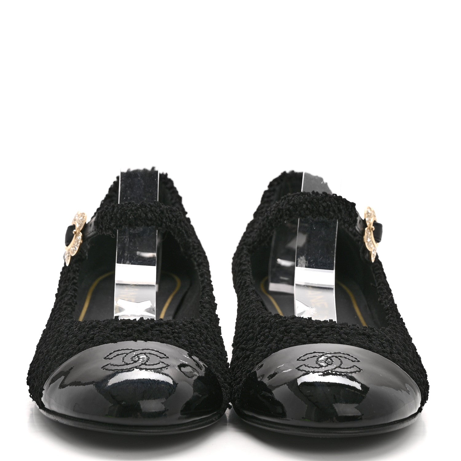 Chanel Tweed Patent Mary Jane Flats 41 Black 2 of 8