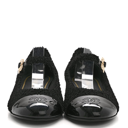 Chanel Tweed Patent Mary Jane Flats 41 Black 2 of 8