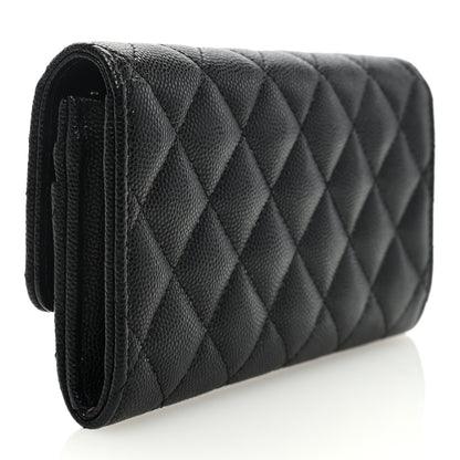 Chanel Caviar Quilted Textured CC Flap Wallet Black 3 of 7