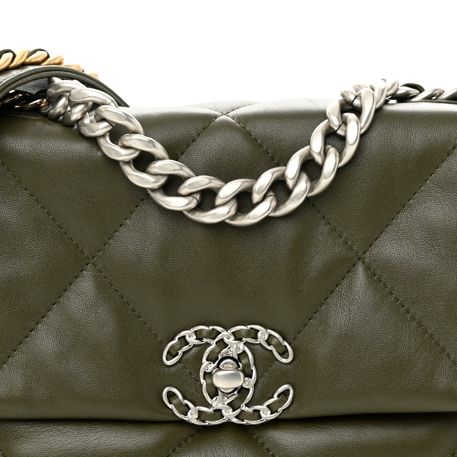 Chanel Lambskin Quilted Medium Chanel 19 Flap Khaki 8 of 11