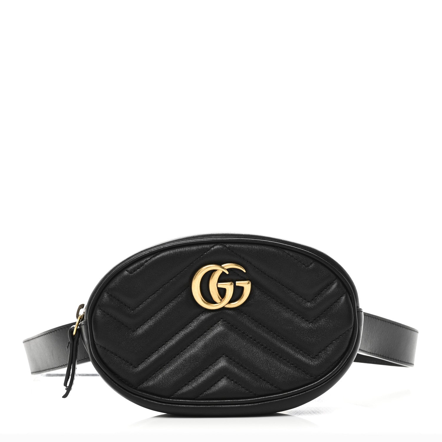 Gucci Calfskin Matelasse GG Marmont Belt Bag 95 38 Black 1 of 10