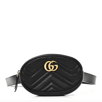 Gucci Calfskin Matelasse GG Marmont Belt Bag 95 38 Black 1 of 10