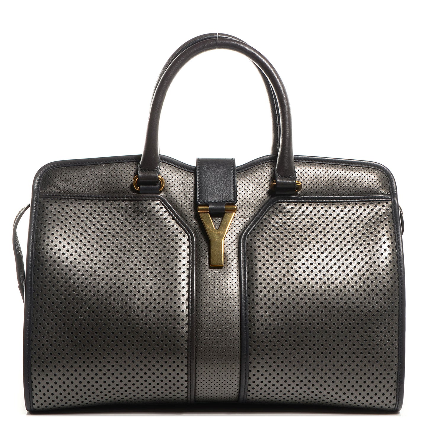 Leather Perforated Large Cabas ChYc Pewter