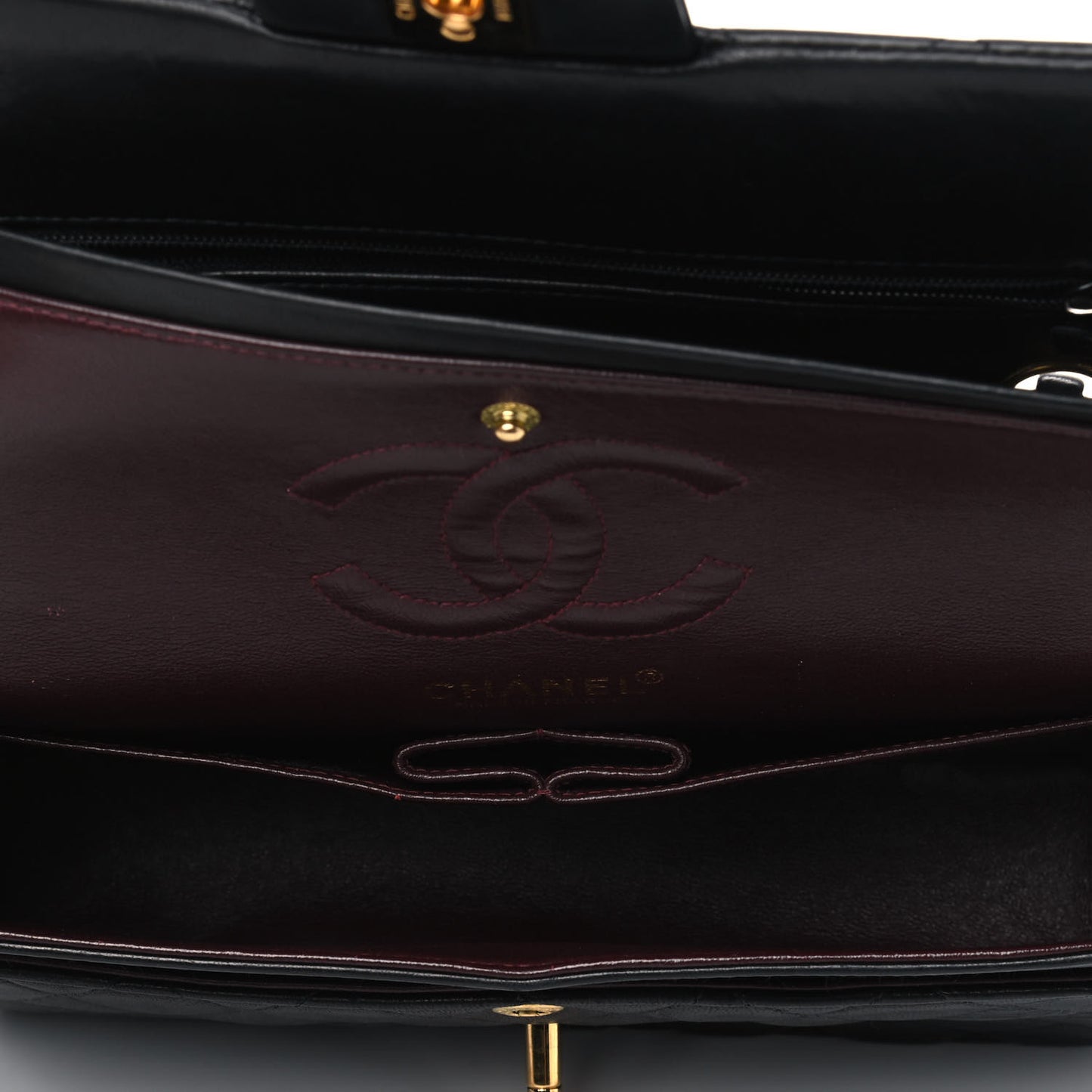 Lambskin Quilted Small Double Flap Black