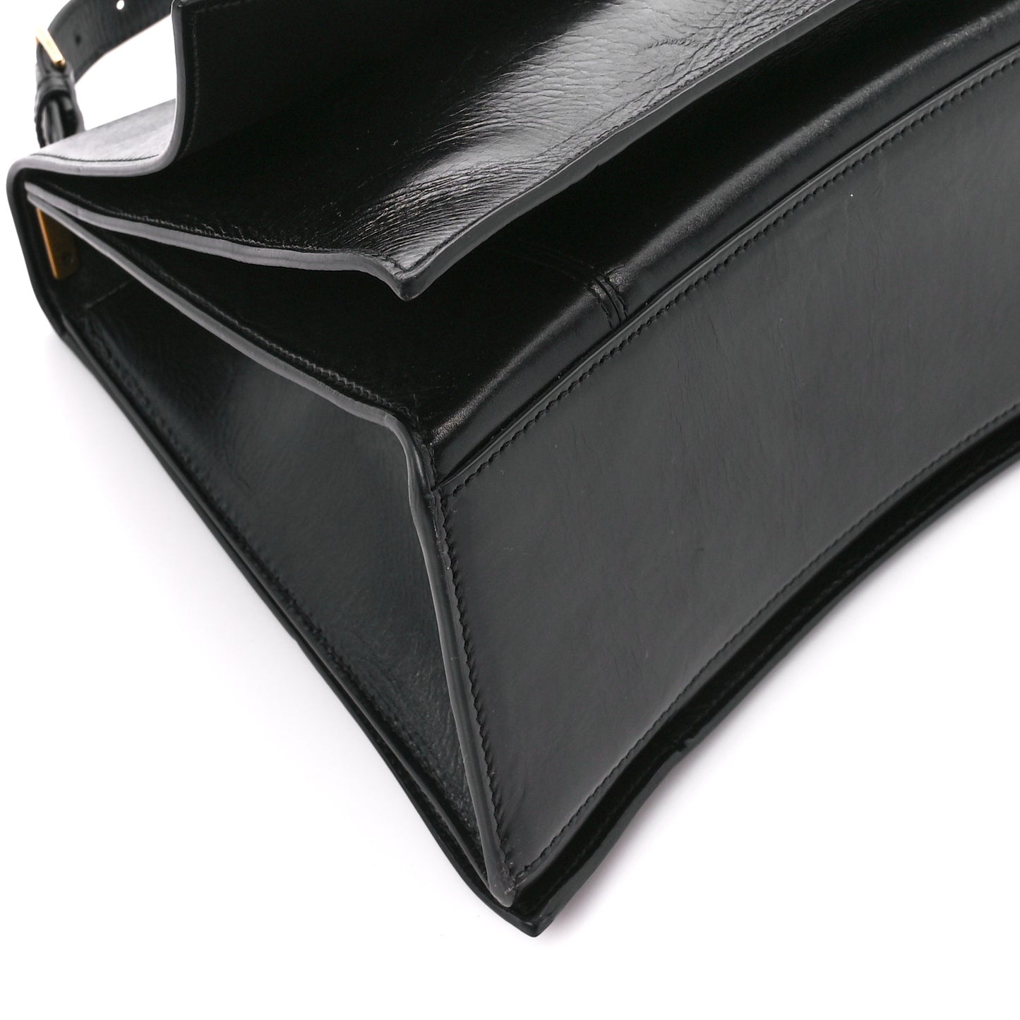 Paper Calfskin Large Crush Sling Bag Black