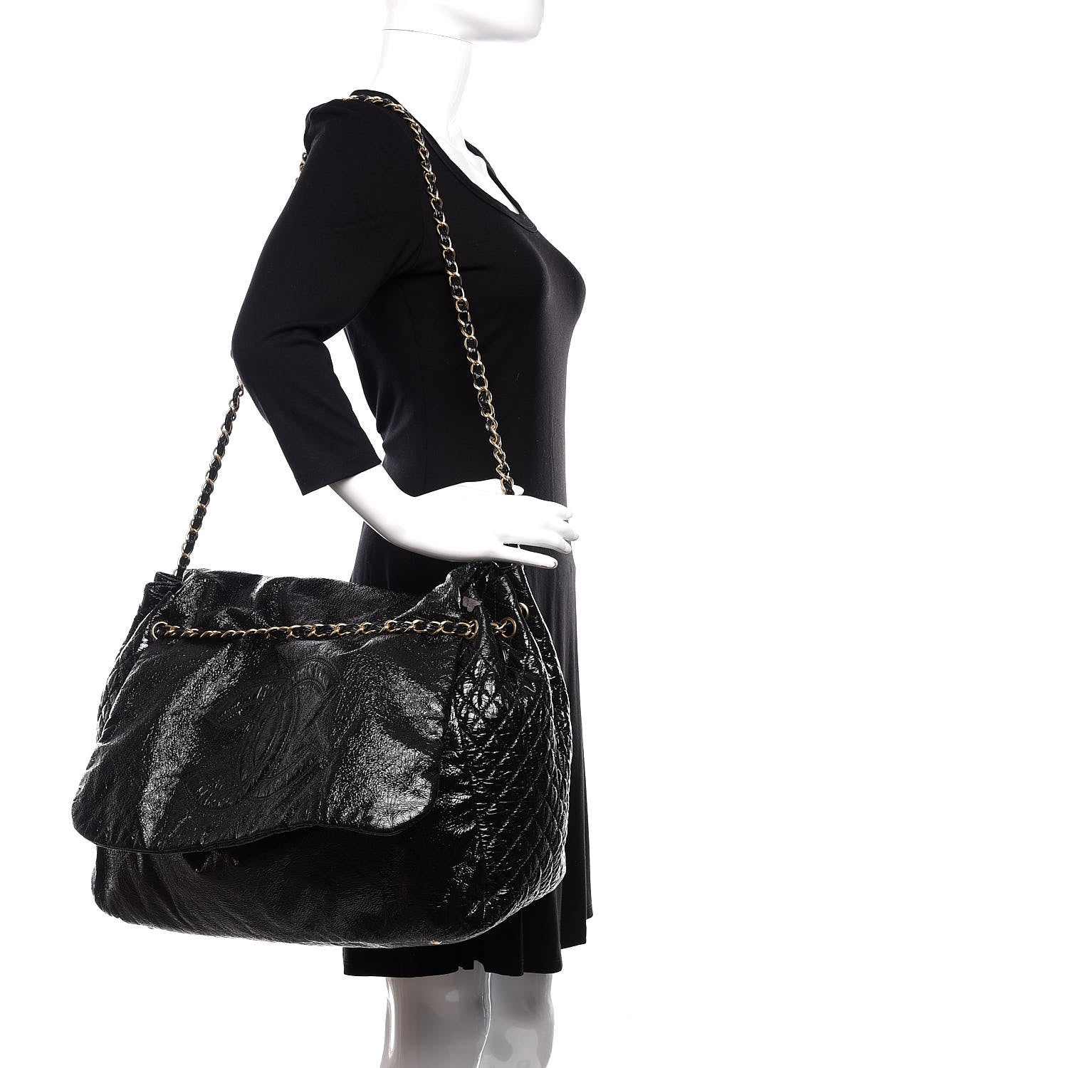 Chanel Vinyl XXL Rock and Chain Flap Black 2 of 12