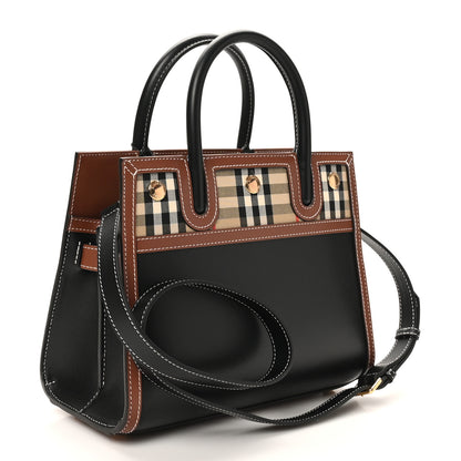 Burberry Calfskin Vintage Check Baby Two Handle Title Bag Black 3 of 9