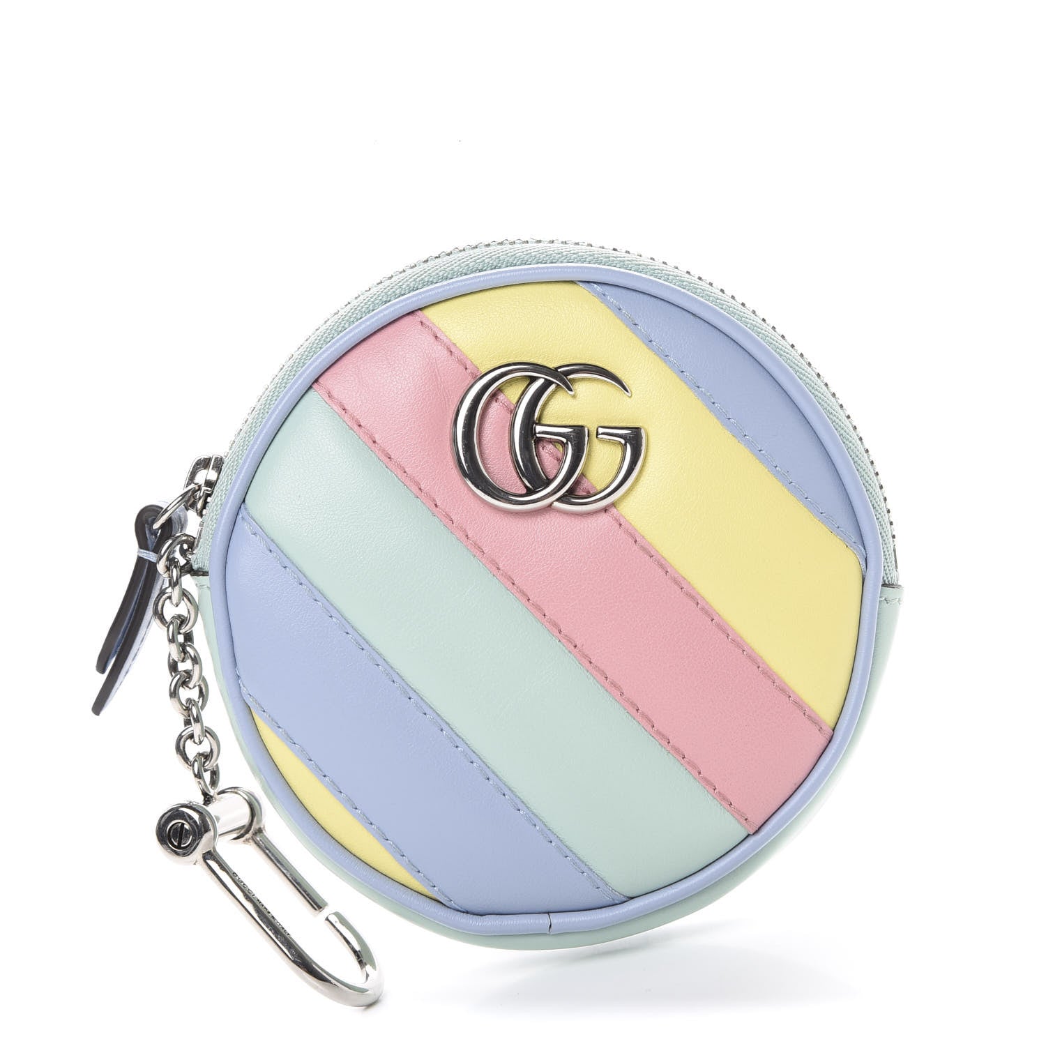 Gucci Calfskin Matelasse Diagonal GG Marmont Round Coin Purse Multicolor Pastel 1 of 7