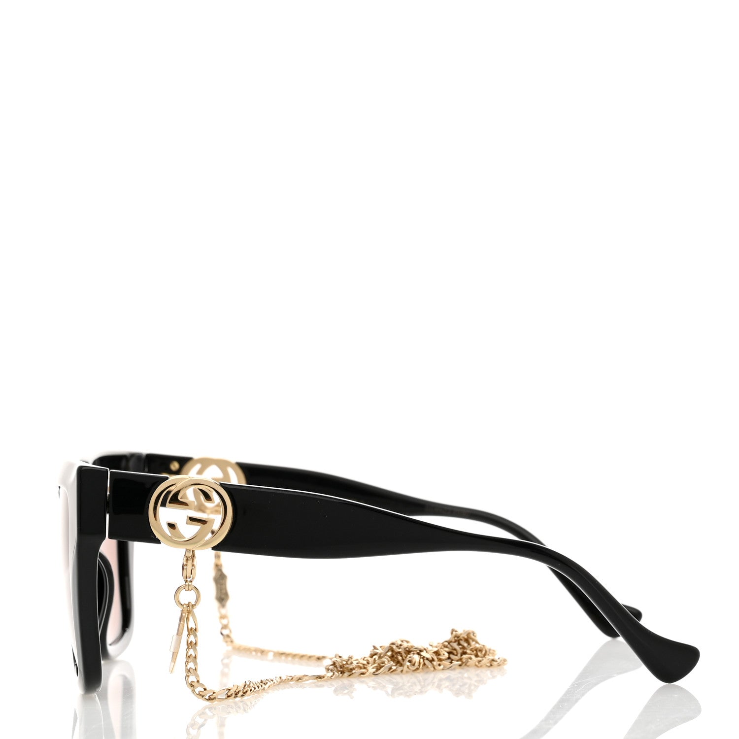 Gucci Acetate Square Frame Chain Sunglasses GG1023S Black 3 of 8