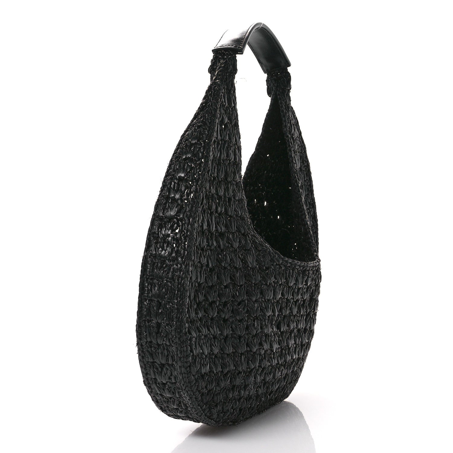 Celine Raffia Calfskin Triomphe Panier Hobo Bag Black 3 of 10