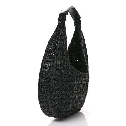 Celine Raffia Calfskin Triomphe Panier Hobo Bag Black 3 of 10