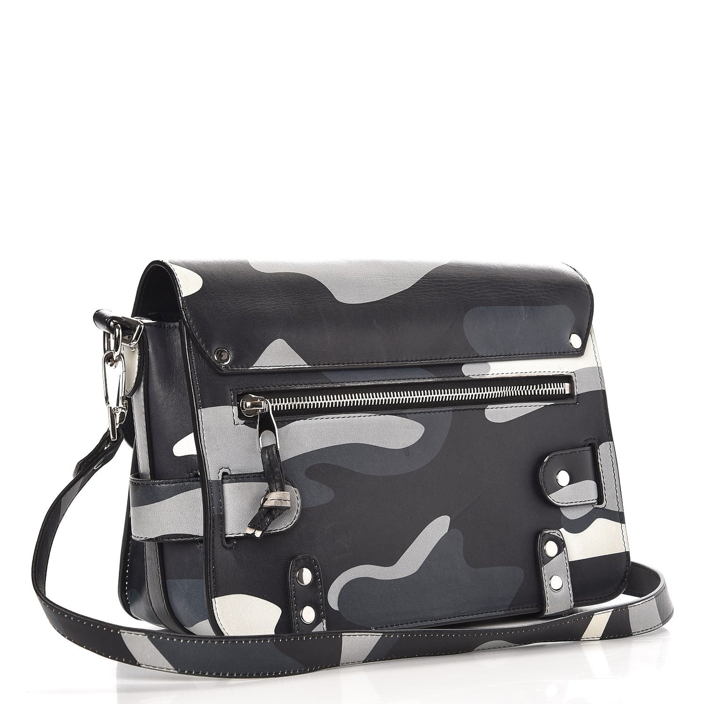 Calfskin Camouflage Print PS11 Classic Shoulder Bag Black