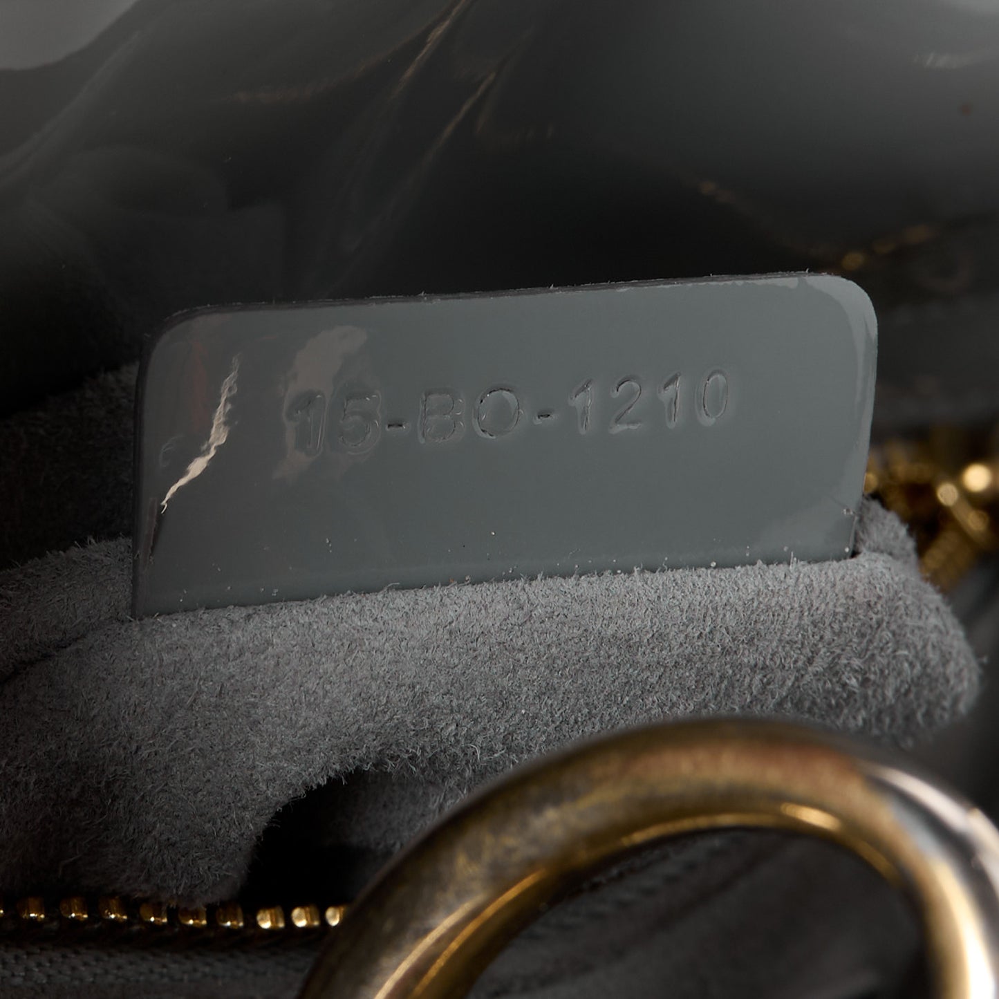 Patent Cannage Mini Lady Dior Grey Stone