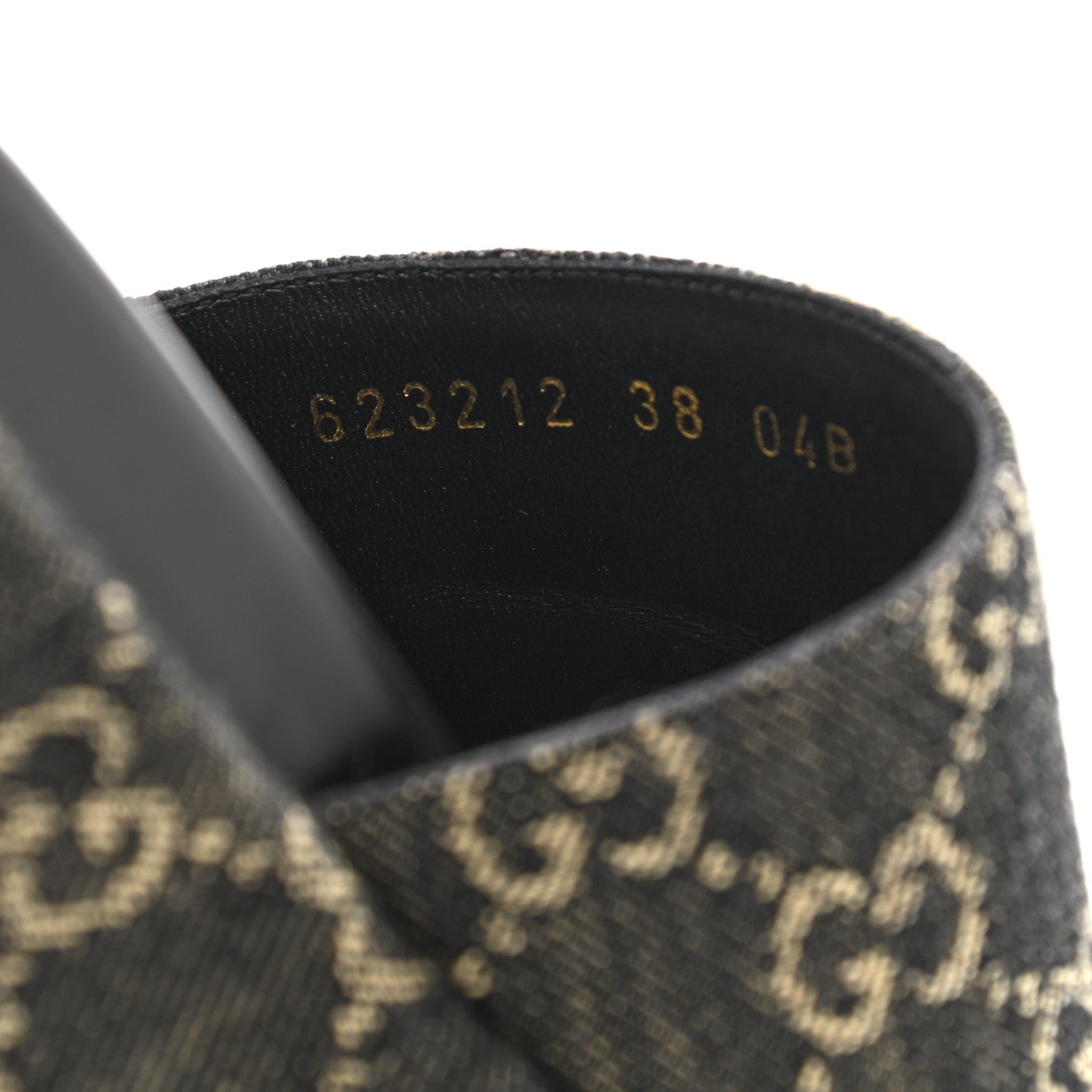 Gucci Jacquard Black Denim GG Monogram Angelina Platform 55mm Slide Sandals 38 Black Ivory 8 of 12