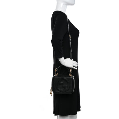 Gucci Sakai Be Green Calfskin Diagonal Stitched Blondie Top Handle Bag Black 2 of 11