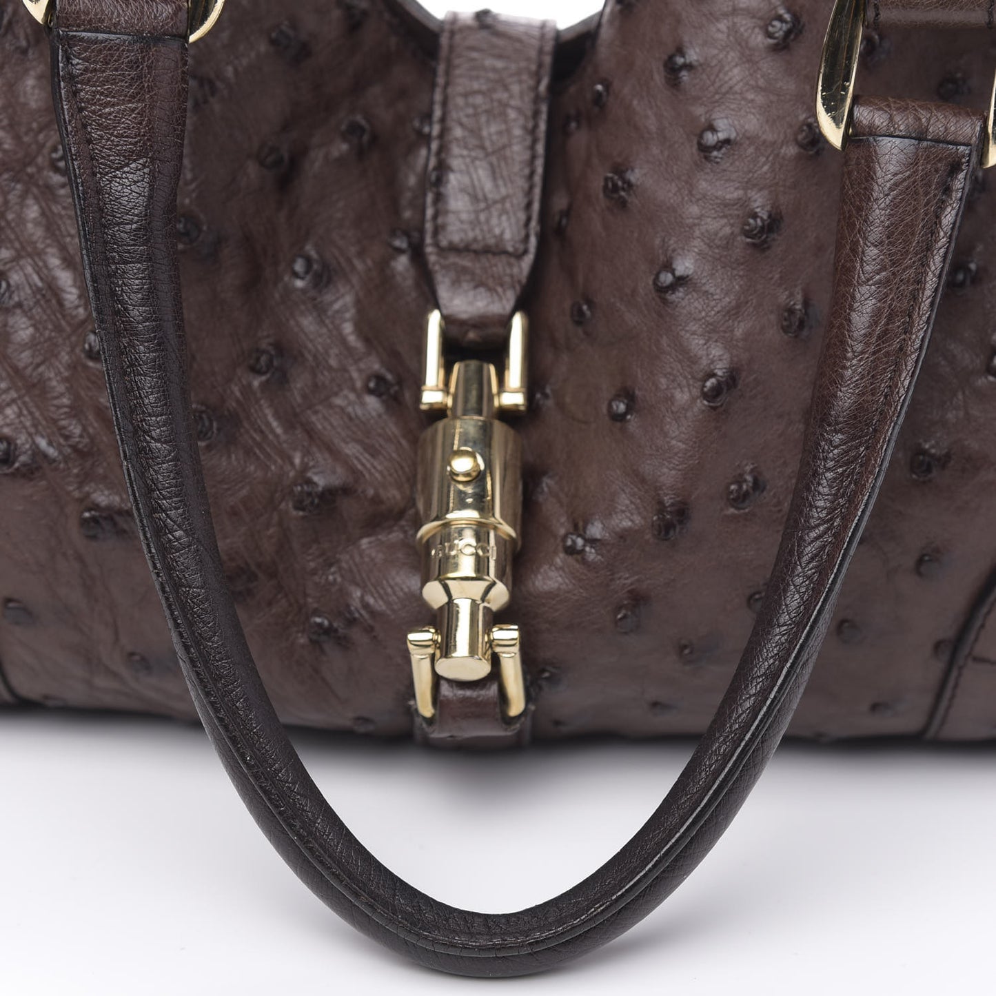 Ostrich Large Bardot Shoulder Bag Brown