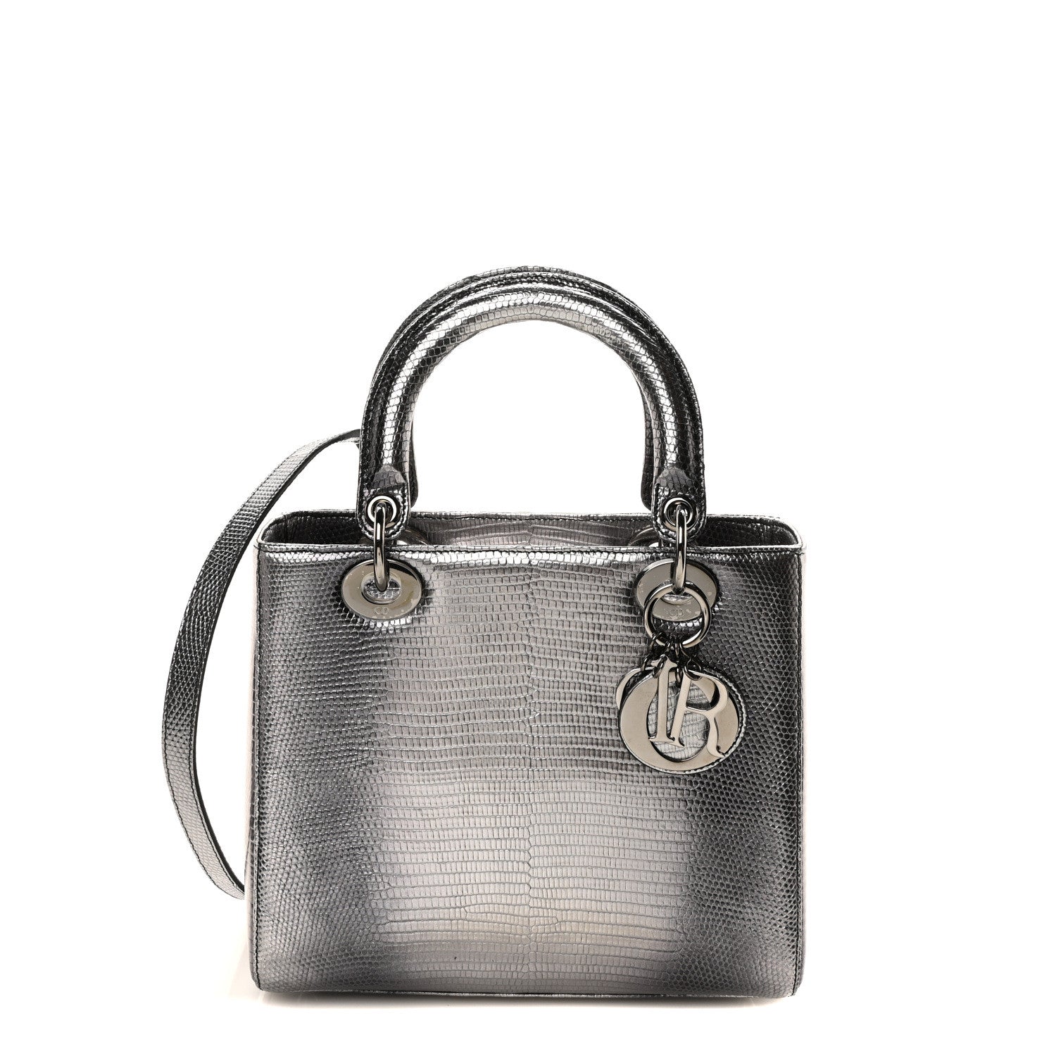 Christian Dior Metallic Lizard Medium Lady Dior Silver 1 of 10