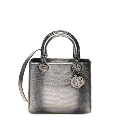 Christian Dior Metallic Lizard Medium Lady Dior Silver 1 of 10