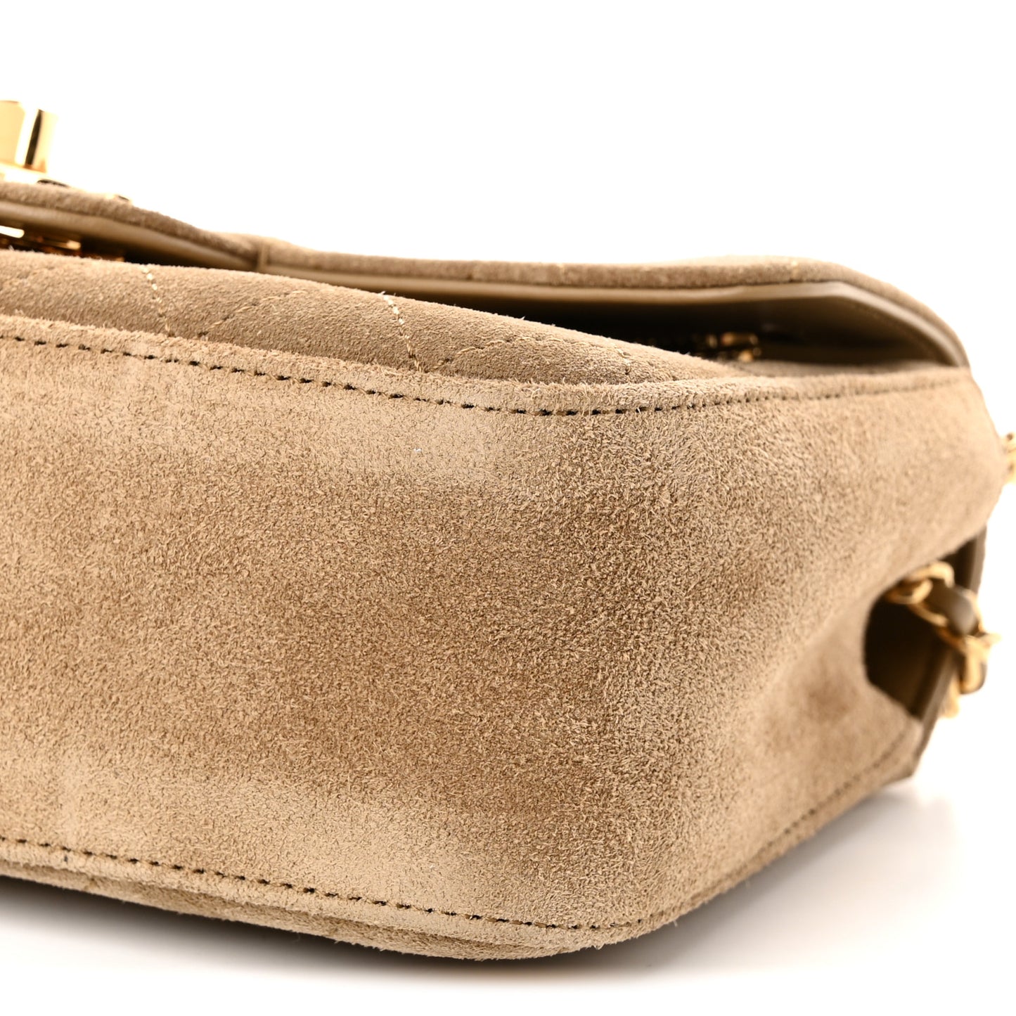 Suede Calfskin Mini Souplissimo Maxi Flap Dark Beige