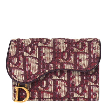 Christian Dior Oblique Saddle Card Holder Bordeaux 1 of 8