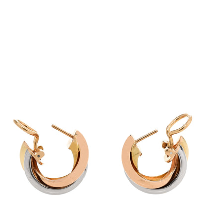 Cartier 18K Pink Yellow White Gold Classic Trinity Hoop Earrings 3 of 5