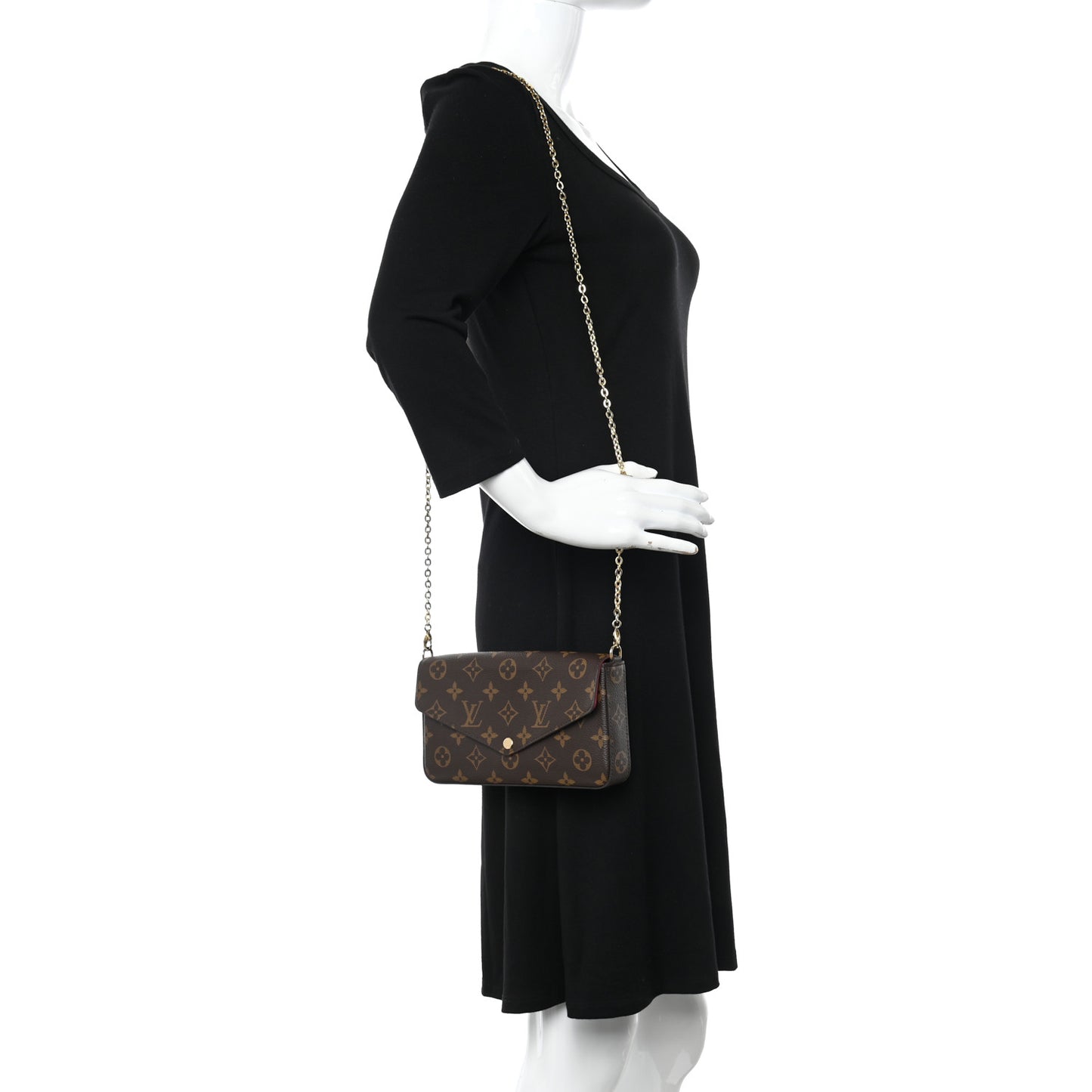 Monogram Pochette Felicie Chain Wallet Fuchsia