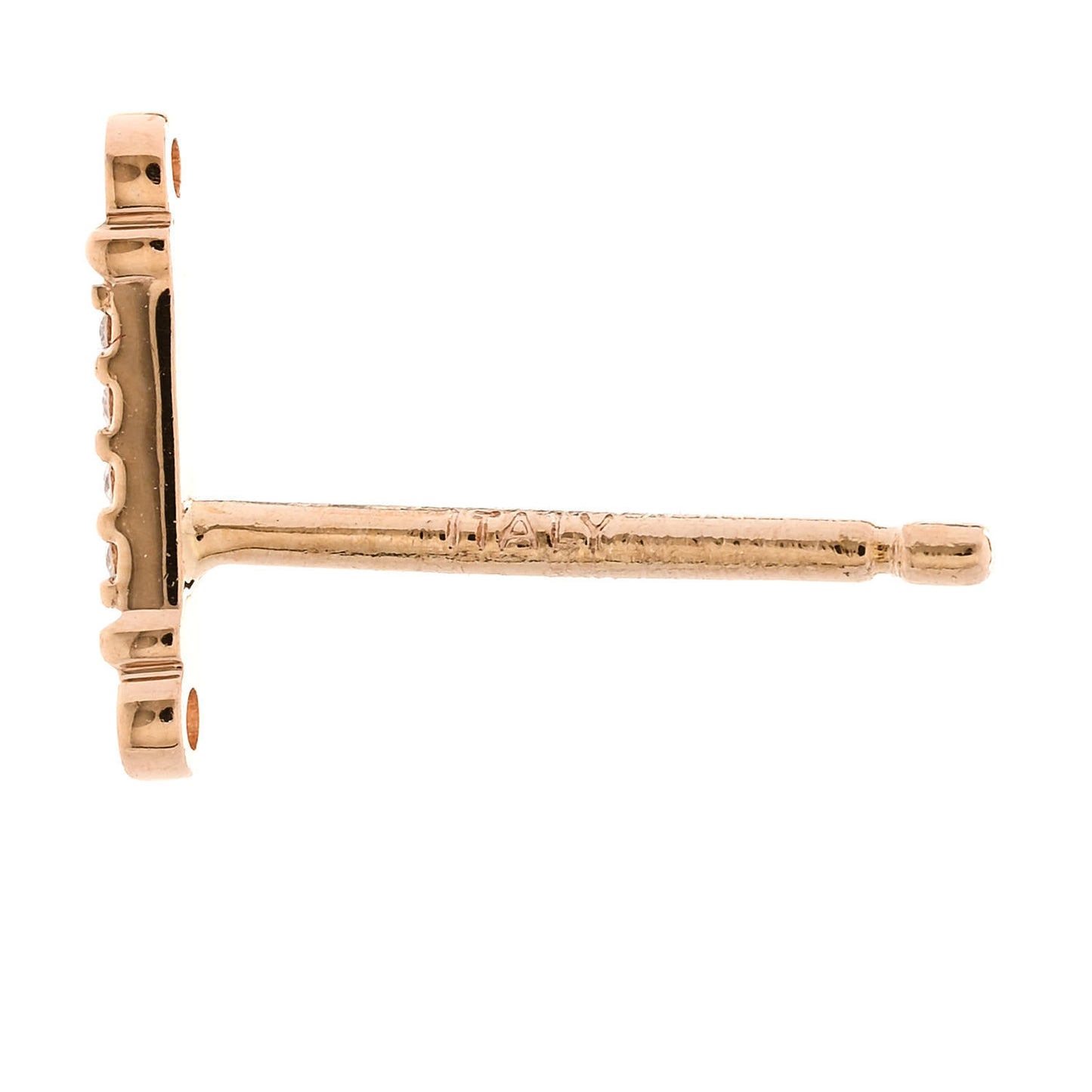 18K Rose Gold Diamond Fleur de Lis Key Bar Earrings