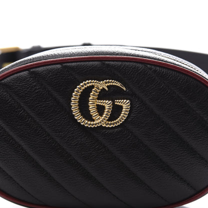 Gucci Azalea Calfskin Matelasse Diagonal Torchon GG Marmont Belt Bag 75 30 Black Romantic Cerise 11 of 11