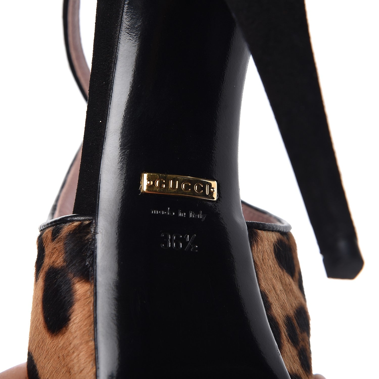 Gucci Calf Hair Leopard Print Criss Cross Platform Pumps 36.5 7 of 9