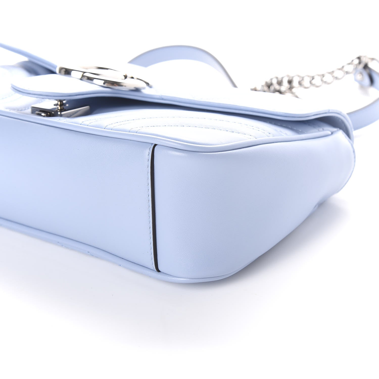Gucci Calfskin Matelasse Small GG Marmont Shoulder Bag Porcelain Light Blue 8 of 9