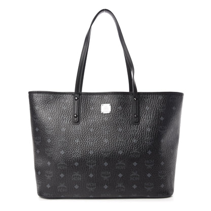 MCM Visetos Medium Anya Zip Top Shopper Tote Black 3 of 9
