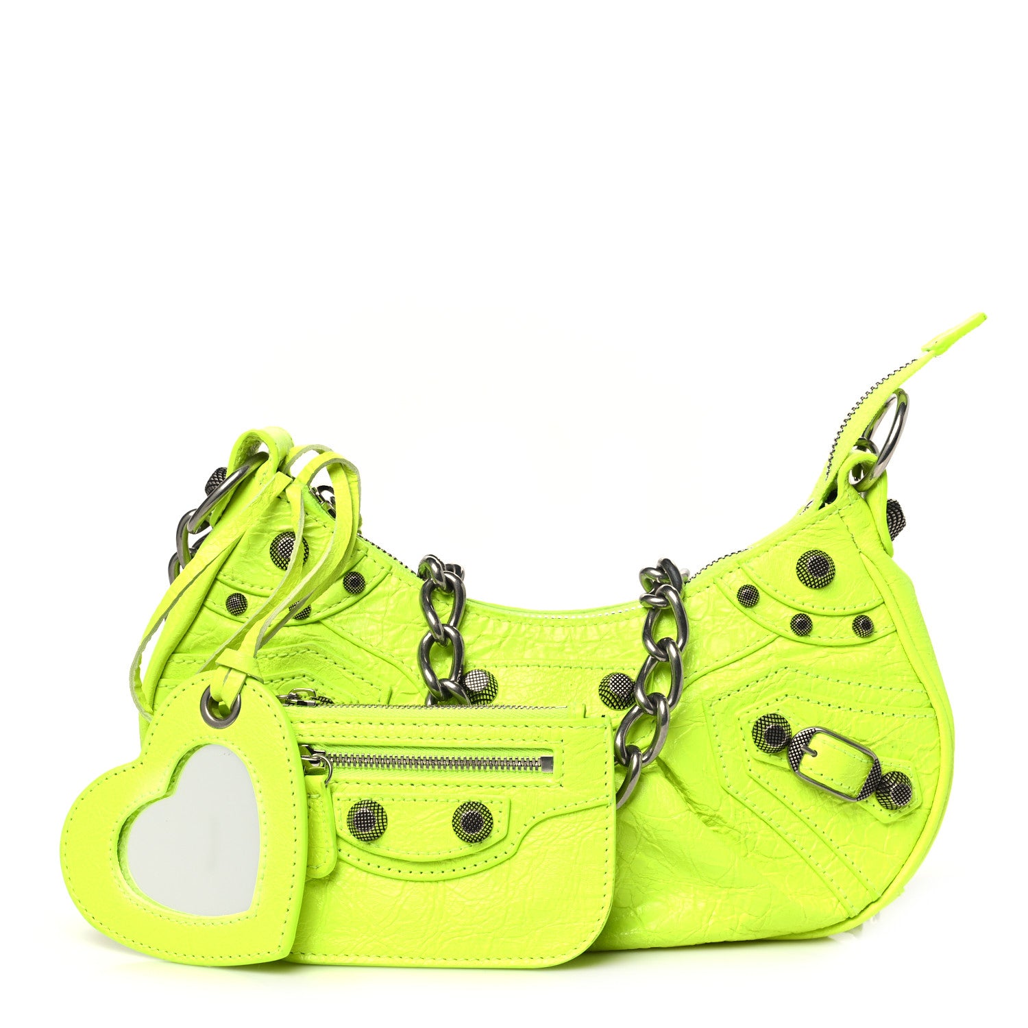Balenciaga Agneau Arena Le Cagole Chain Shoulder Bag XS Fluo Yellow 1 of 11