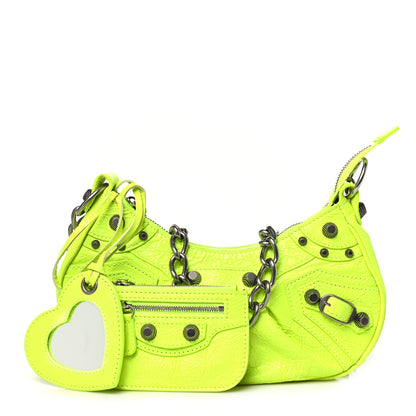 Balenciaga Agneau Arena Le Cagole Chain Shoulder Bag XS Fluo Yellow 1 of 11