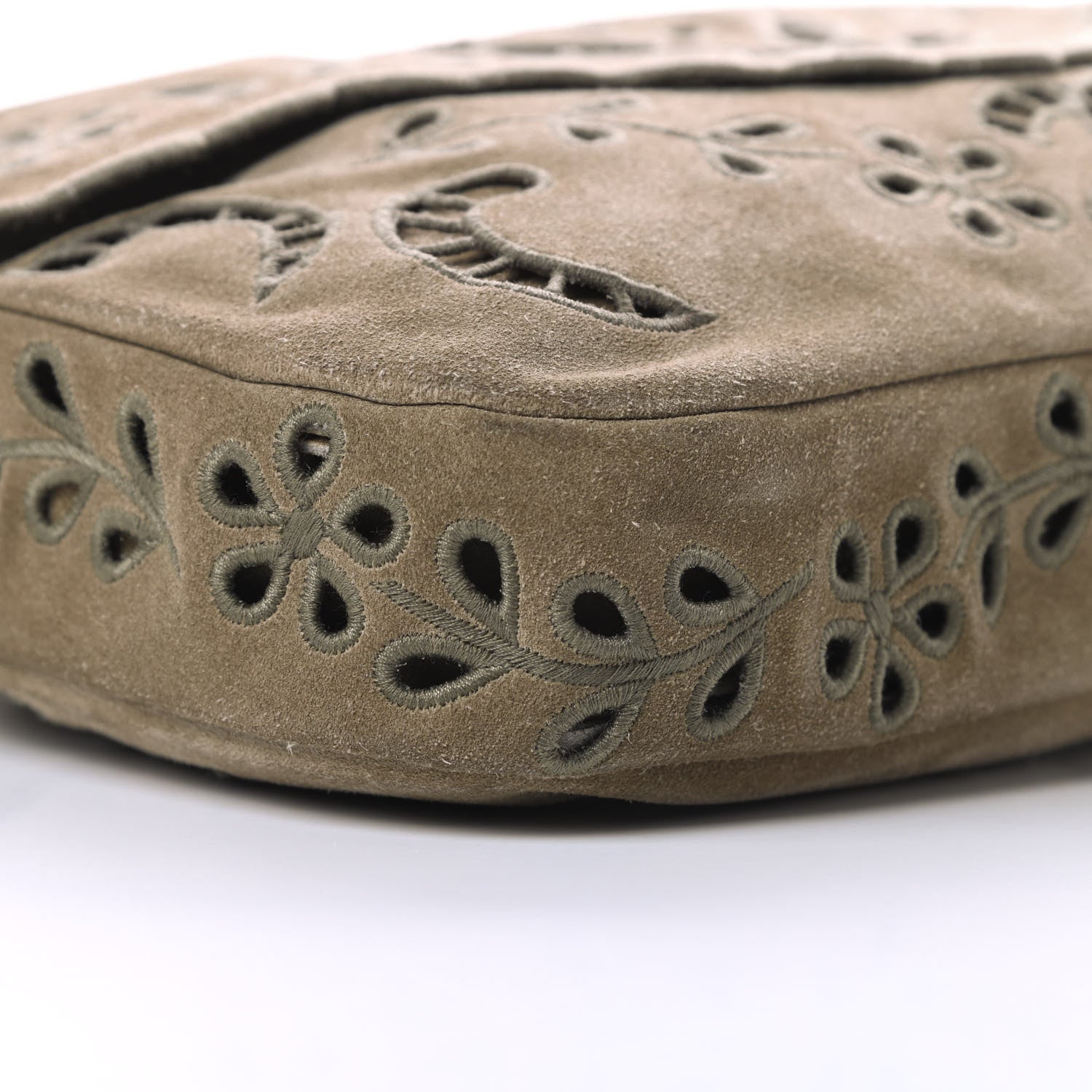 Chanel Suede Embroidered Flap Khaki 9 of 11