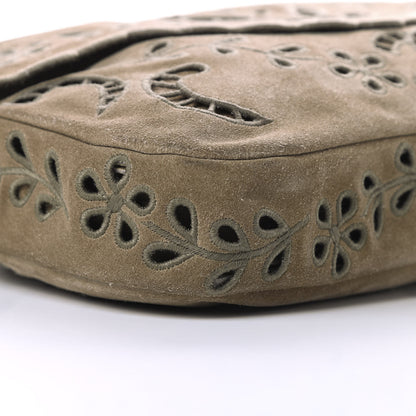 Chanel Suede Embroidered Flap Khaki 9 of 11