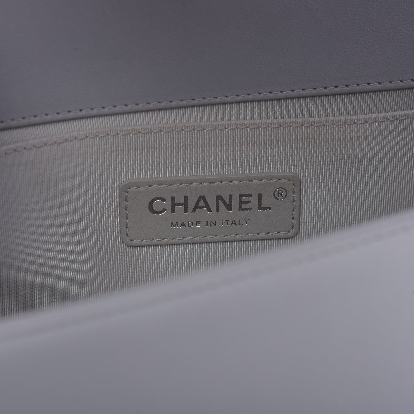 Calfskin Quilted Medium Boy Flap Grey