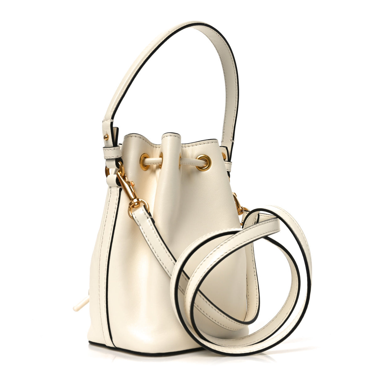 Nappa Mini VLogo Signature Bucket Bag Light Ivory