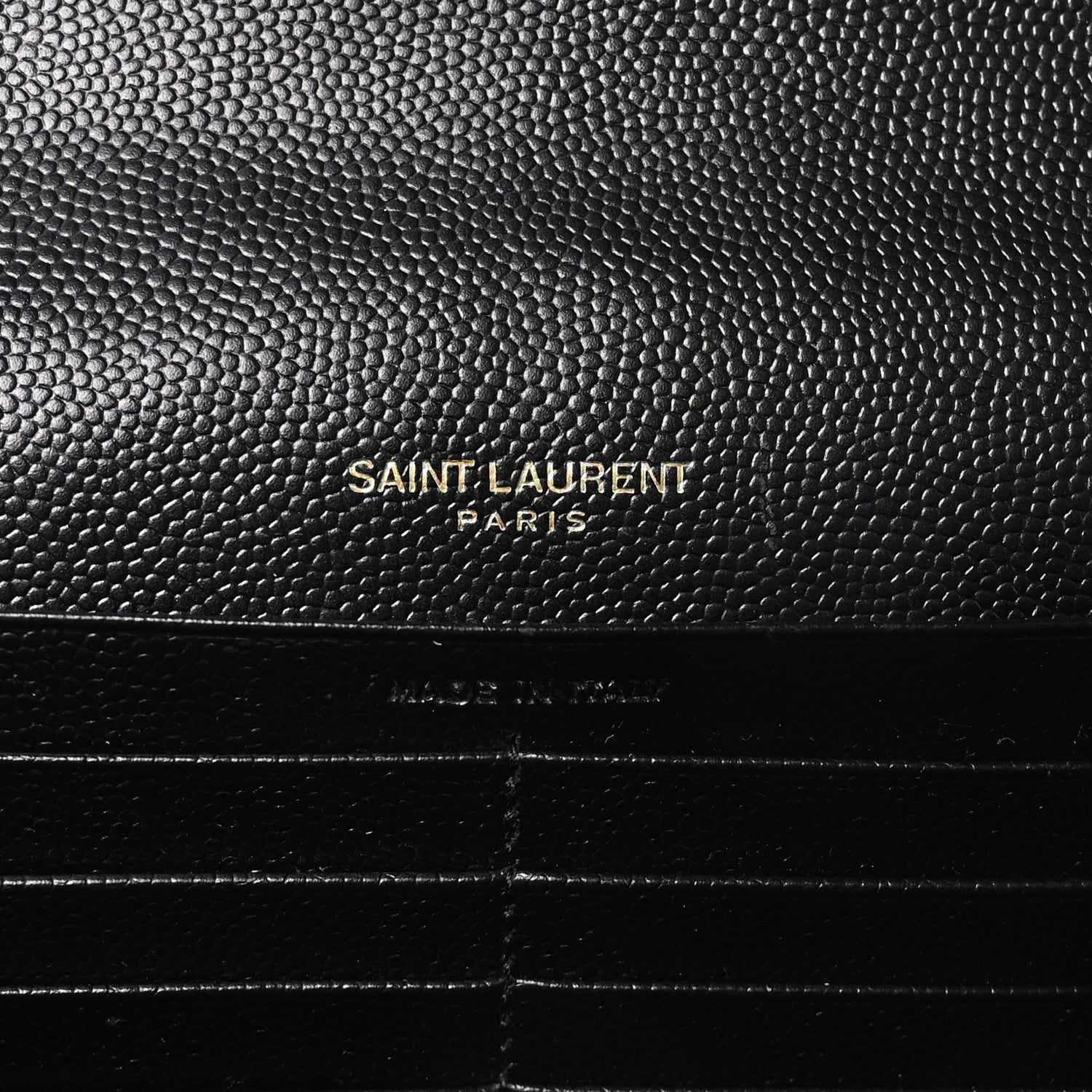 Saint Laurent Grain De Poudre Matelasse Chevron Monogram Chain Wallet Black 7 of 10